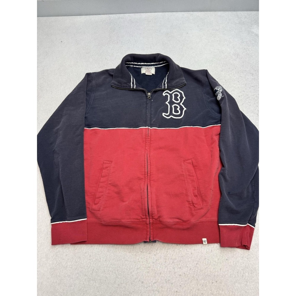 Boston Red Sox Jacket Mens Large Red Navy MLB Baseball '47 Colorblock Full Zip